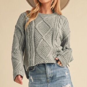 Aemi & Co Cable Knit Adela Chunky Sweater in Gray